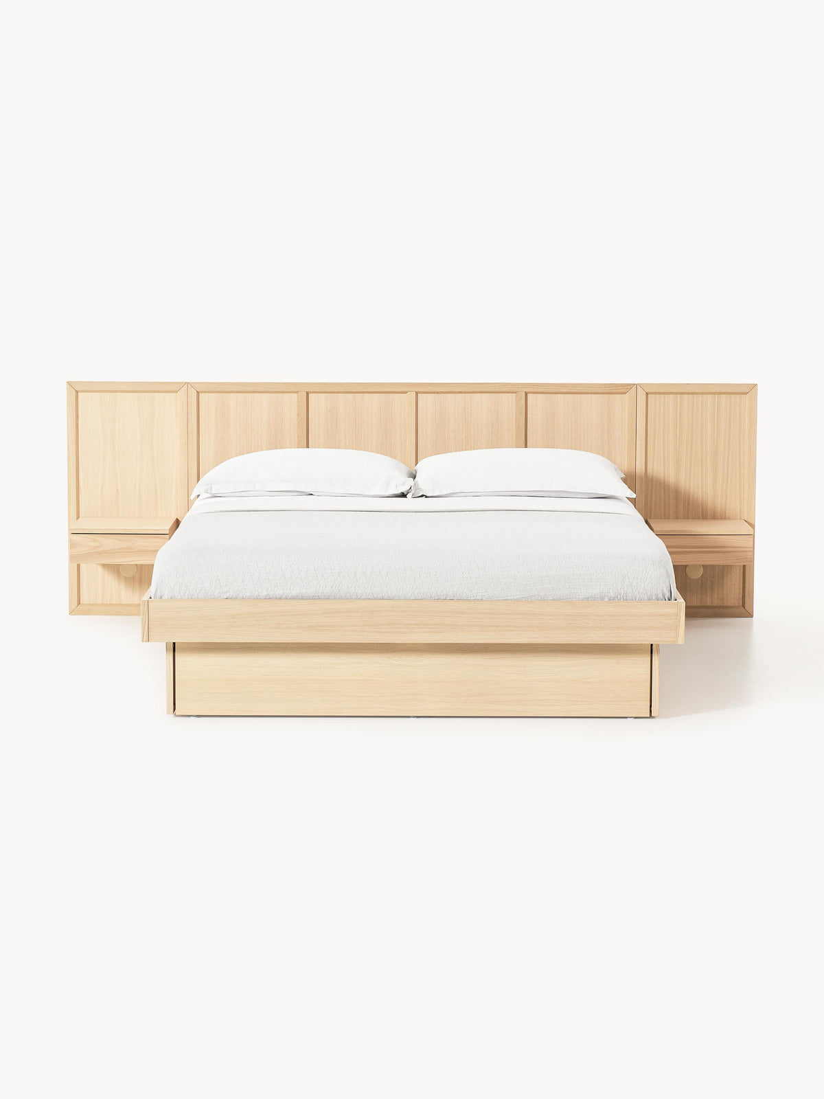 Nanquil Wooden Bed with Headboard and Bedside Tables