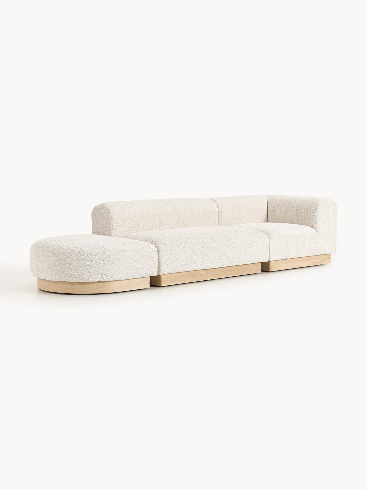 Natvern Modular Teddy Bouclé Ottoman with Stool (Left/Right)