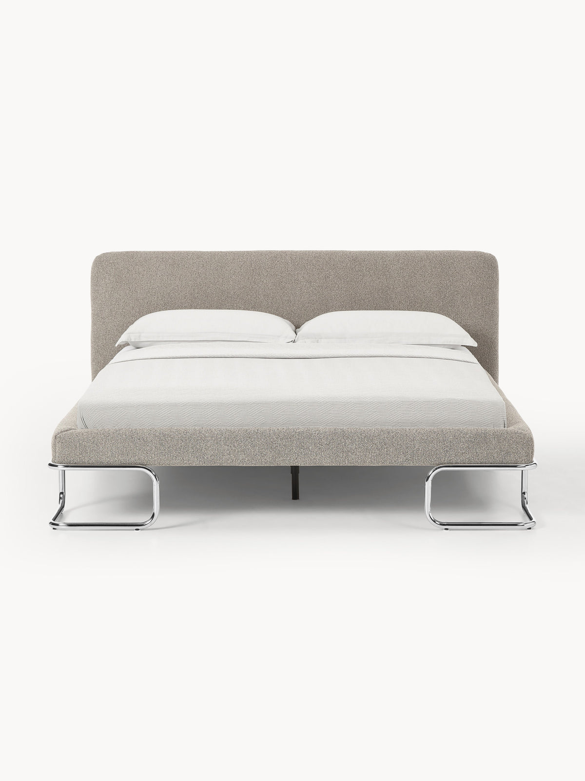 Olmeno Upholstered Bed in Bouclé with Metal Legs