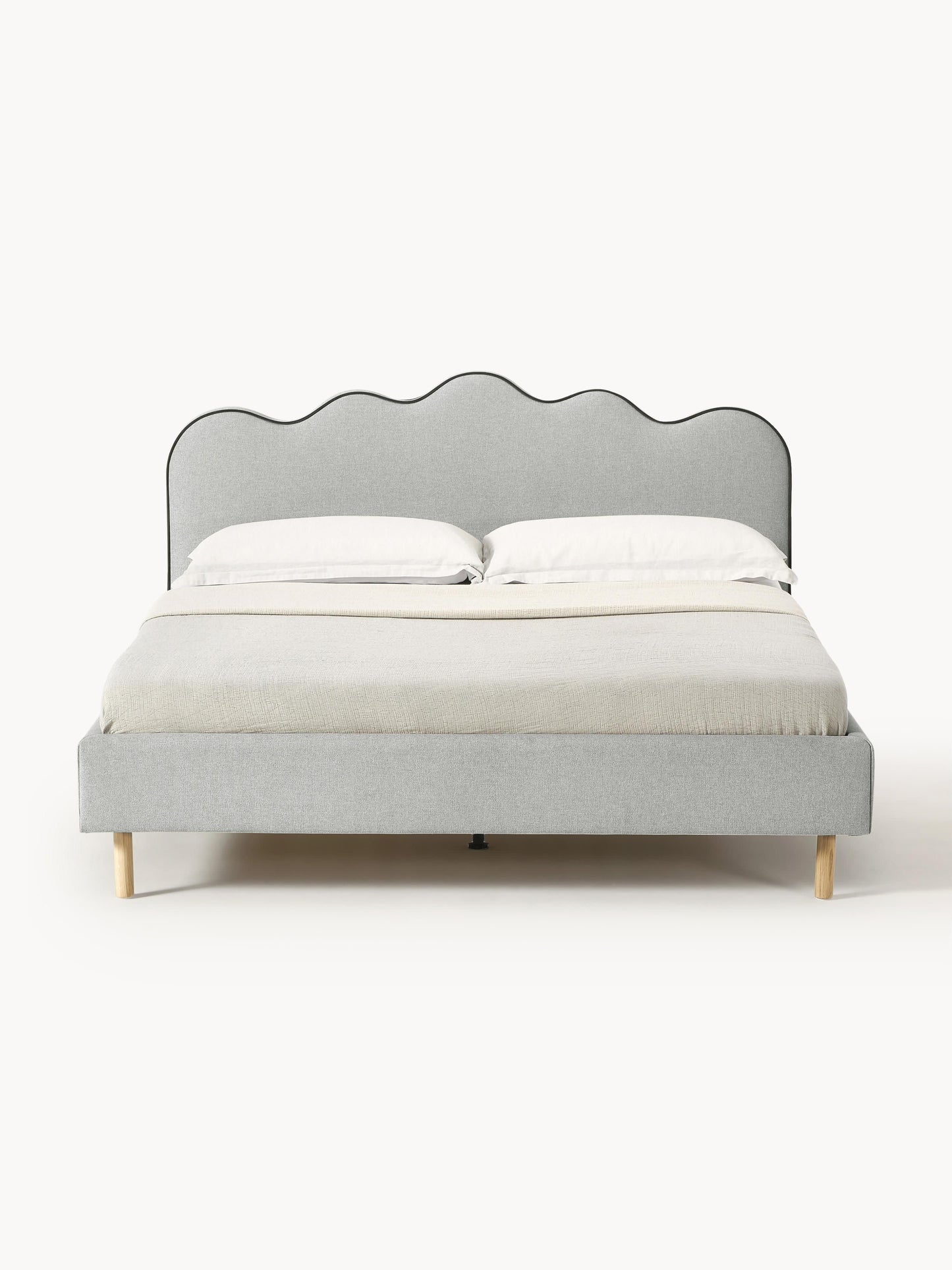 Romatta Upholstered Bed with Wavy Headboard