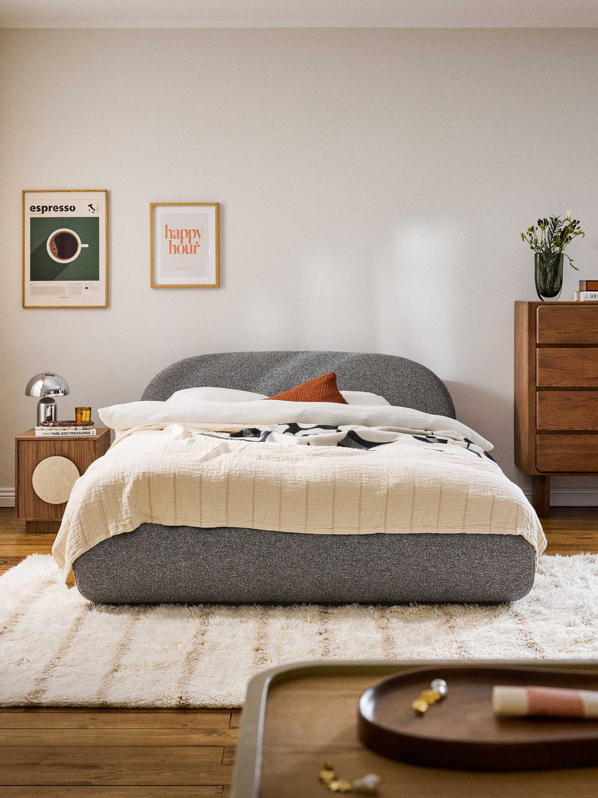 Albrisa Bouclé Upholstered Bed