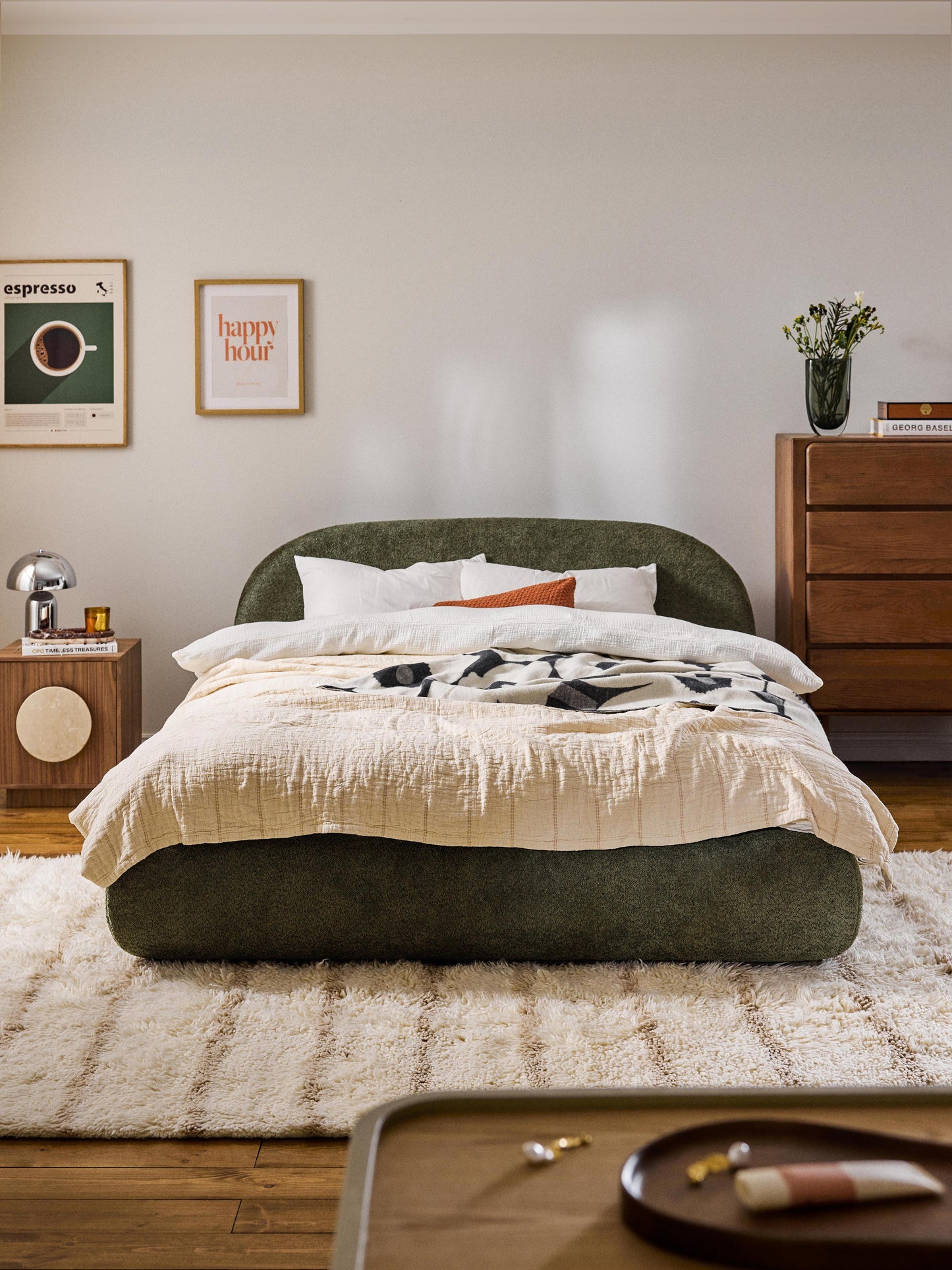 Albrisa Teddy Bouclé Upholstered Bed