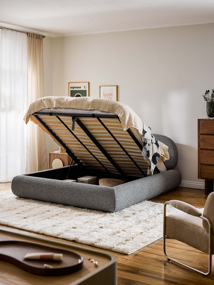 Albrisa Upholstered Bed with Storage, Bouclé