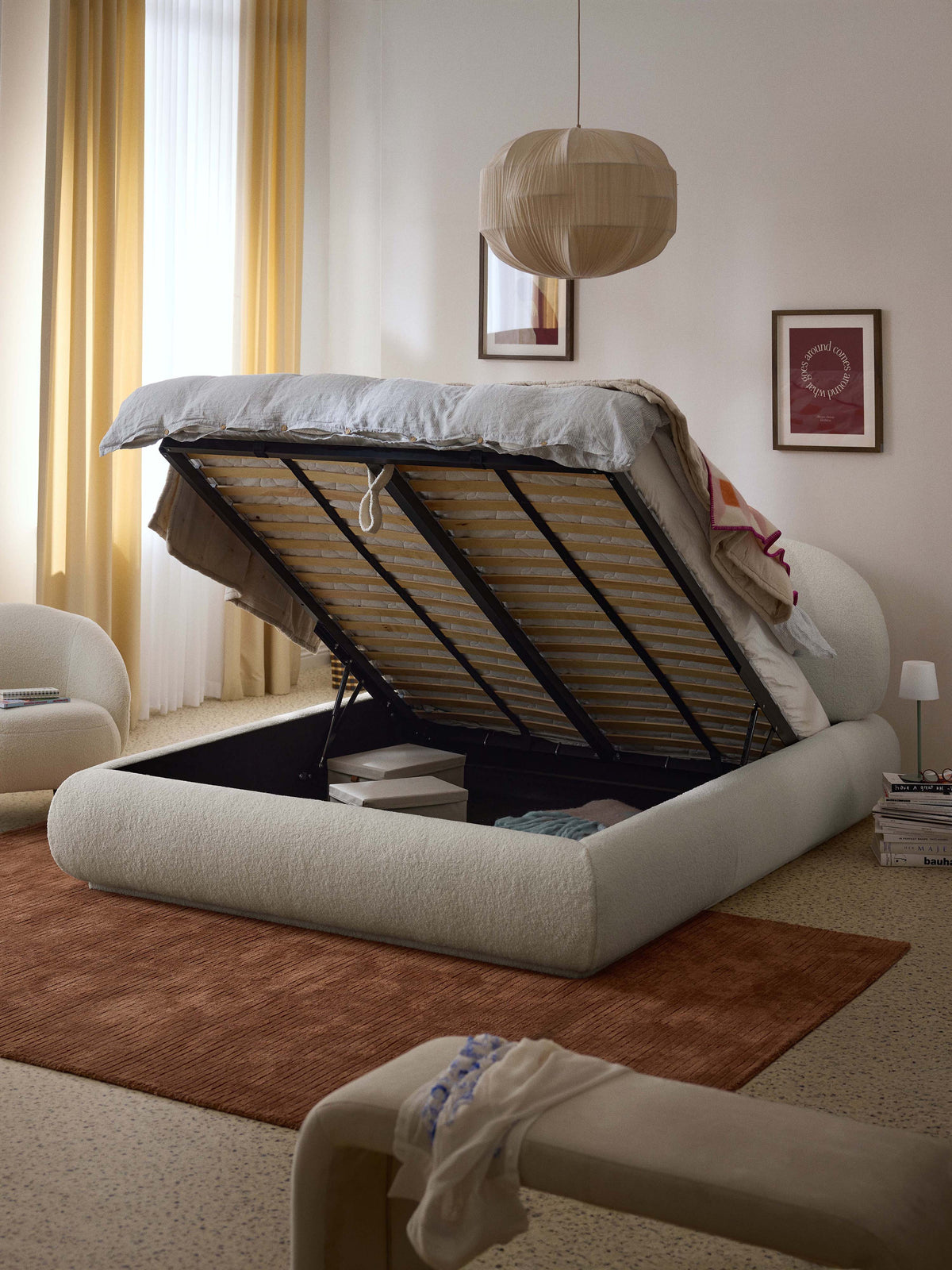 Albrisa Upholstered Storage Bed in Teddy
