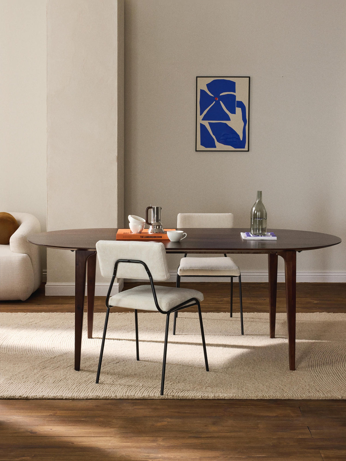 Archinta Oval Dining Table in Mango Wood, 200 x 100 cm