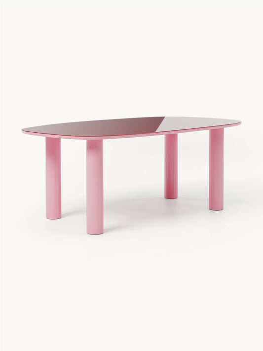 Benveno Organic Dining Table with Glass Top, 200 x 110 cm