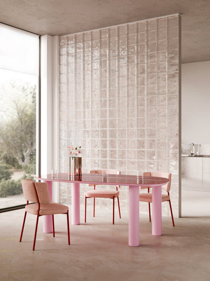 Benveno Organic Dining Table with Glass Top, 200 x 110 cm