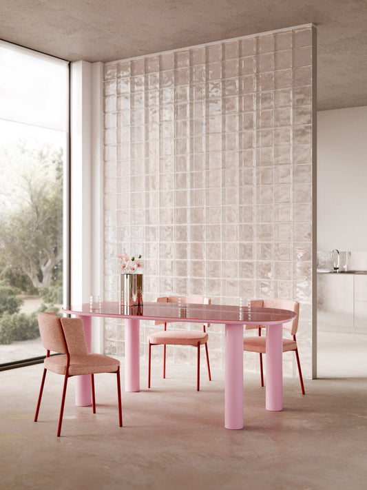 Benveno Organic Dining Table with Glass Top, 200 x 110 cm