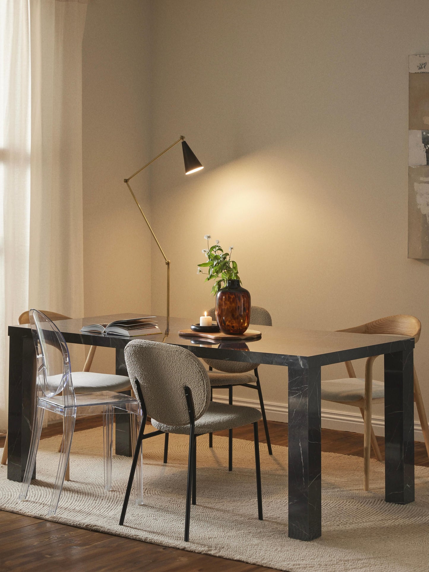 Carseld Marble-Look Dining Table, 180 x 90 cm