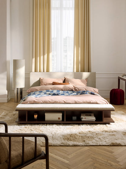 Clarseld Wooden Bed Frame with Side Shelves and Bench