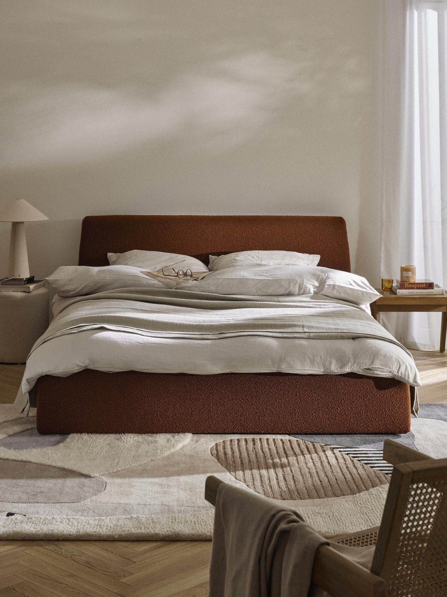 Clonoble Upholstered Storage Bed in Bouclé