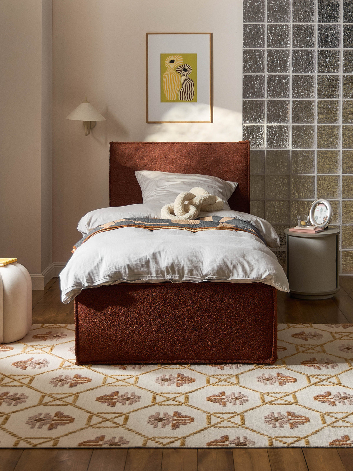 Dremira Single Bed in Bouclé