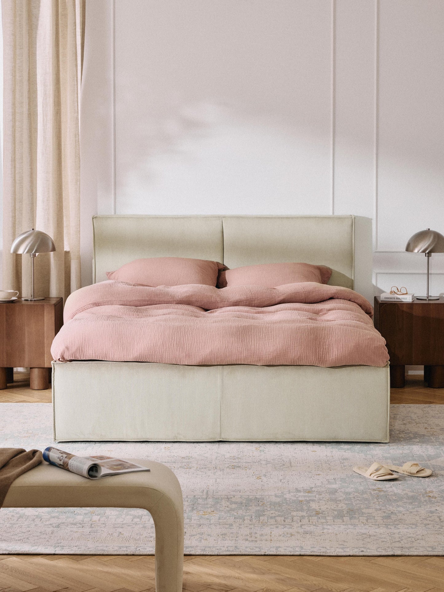 Dremira Upholstered Bed in Corduroy