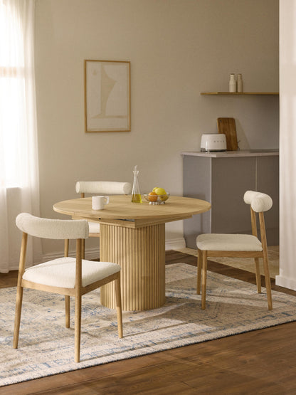 Filvern Extendable Dining Table with Grooved Texture, 120 - 160 x 75 cm