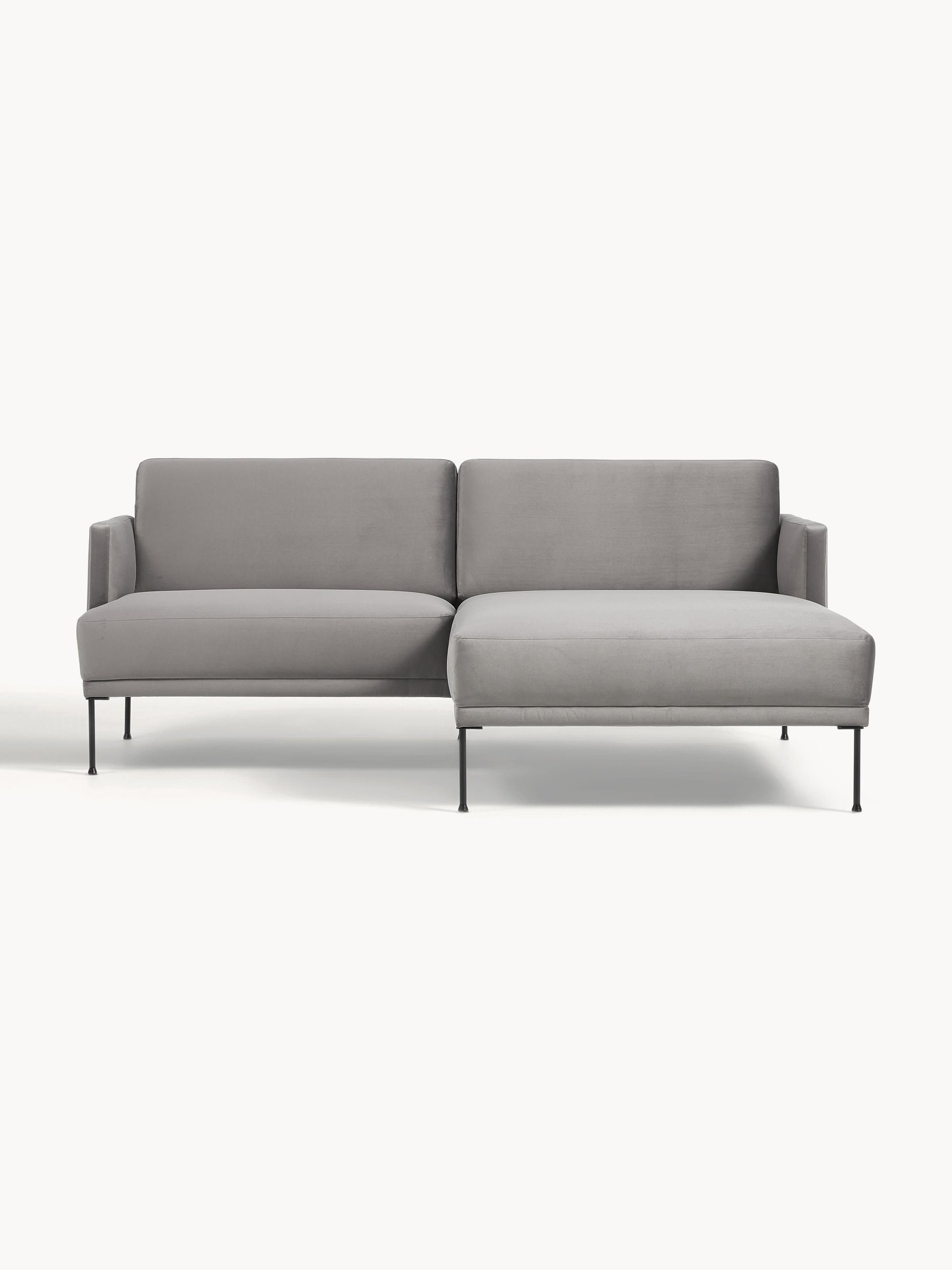 Fluvia Velvet Corner Sofa, Small