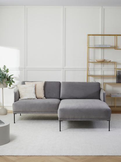 Fluvia Velvet Corner Sofa, Small