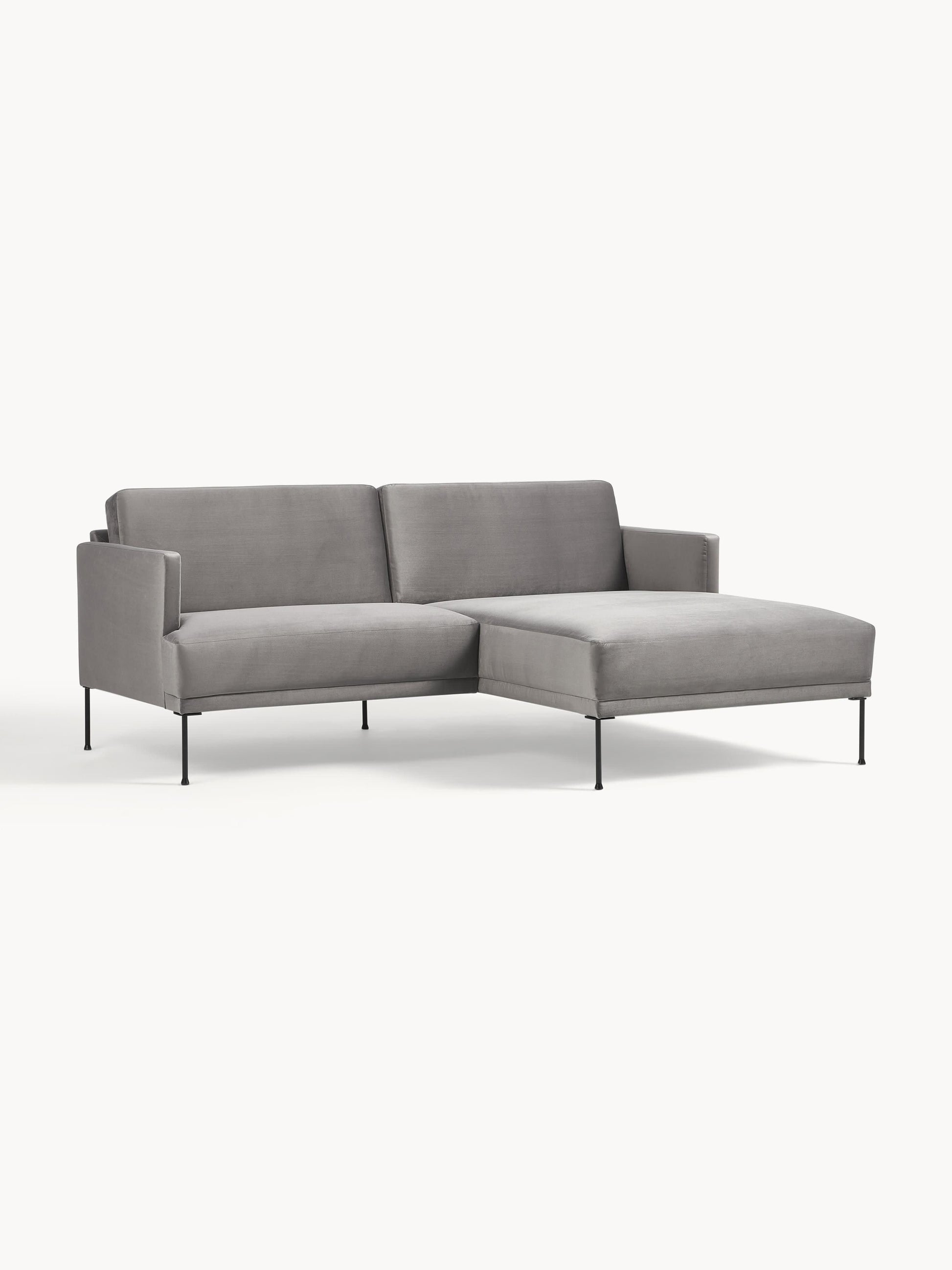 Fluvia Velvet Corner Sofa, Small