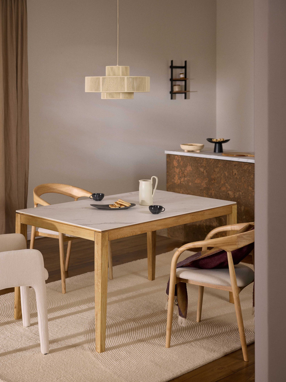 Jackvern Dining Table, Marble-Look Tabletop, in Various Sizes
