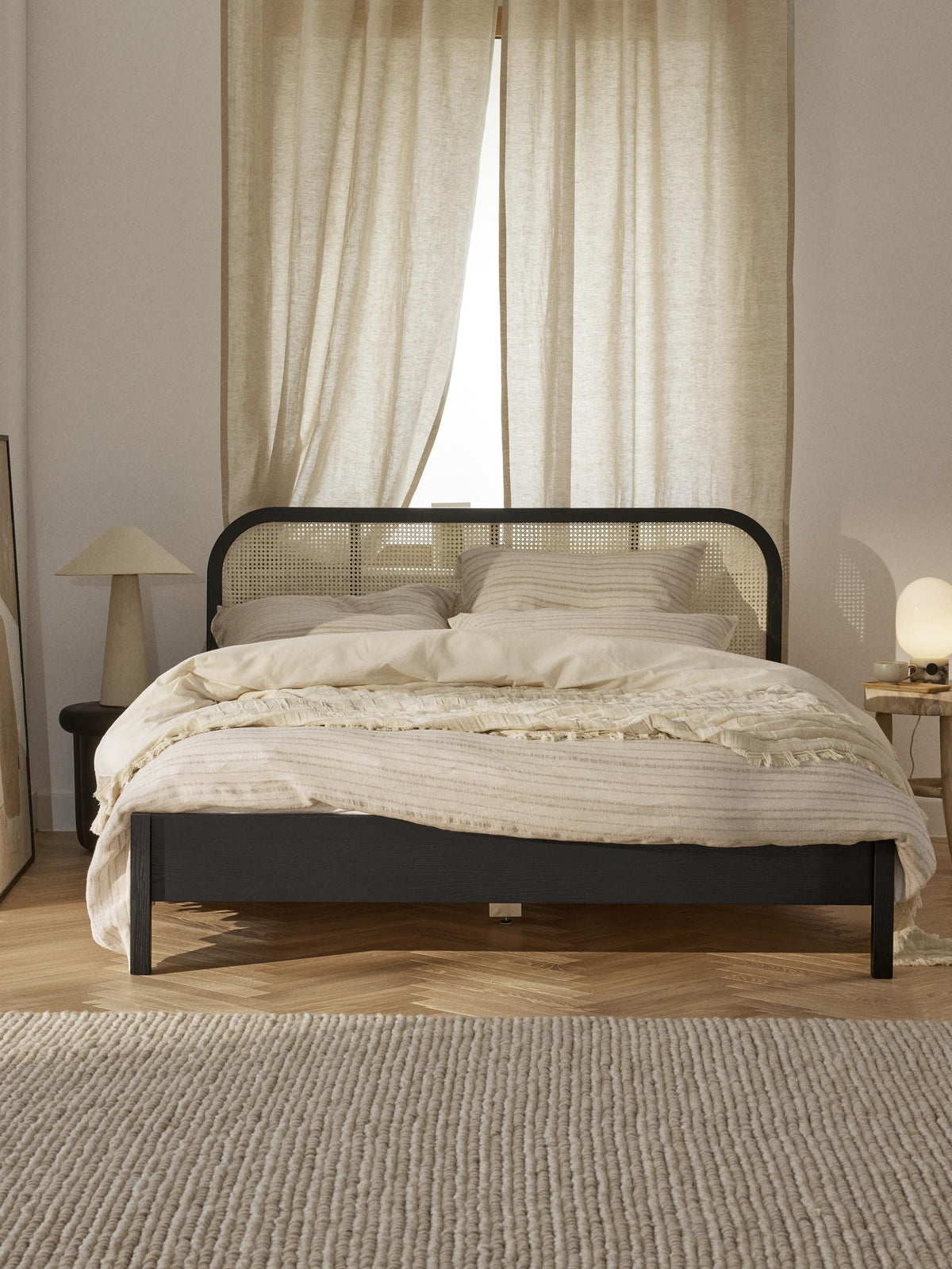 Jonseld Wooden Bed with Vienna Cane Headboard