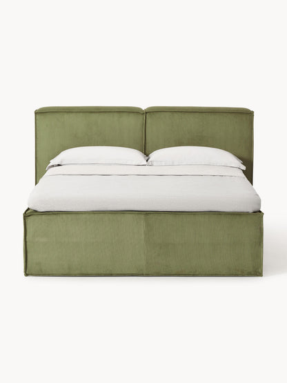 Lenoble Box Spring Bed in Corduroy