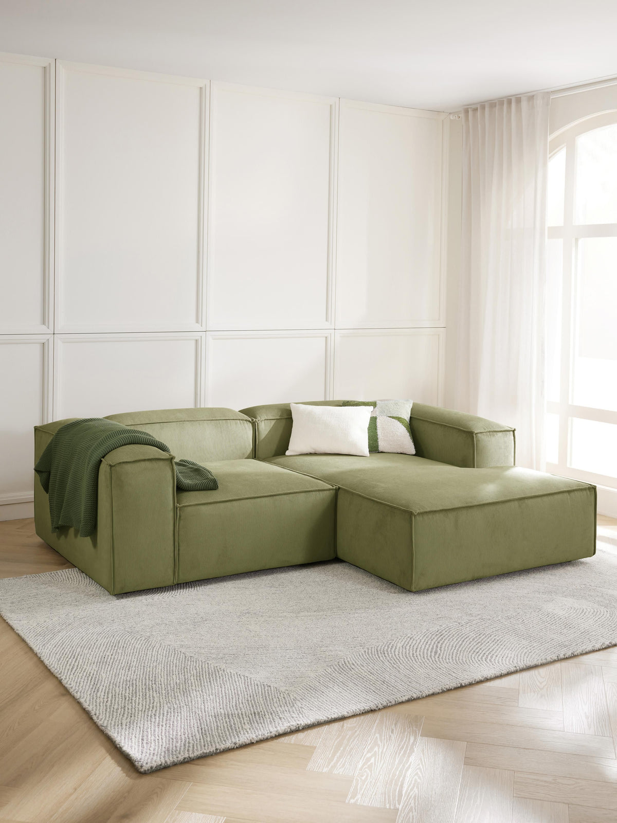 Lenoble Modular Corduroy Corner Sofa (2-Seater)