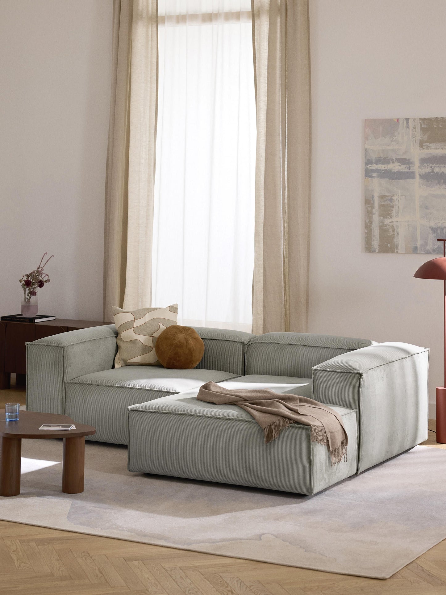 Lenoble Modular Corduroy Corner Sofa (2-Seater)