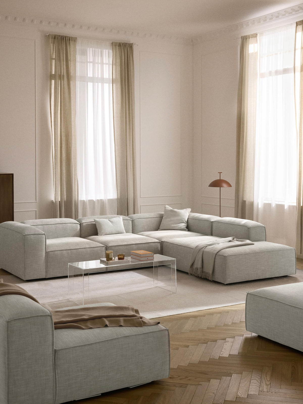 Lenoble Modular Corner Sofa (4-Seater) in Linen Blend, XL