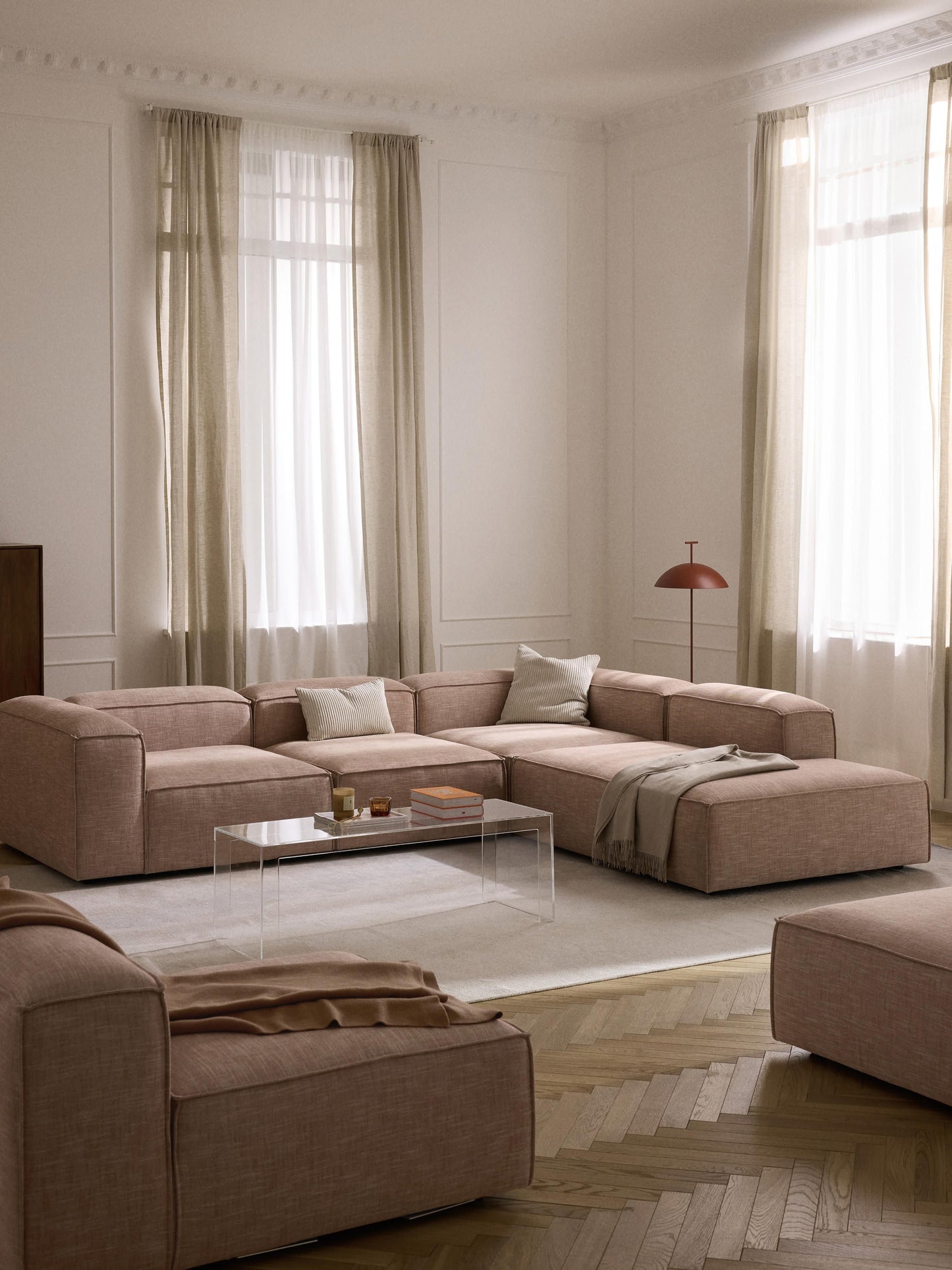 Lenoble Modular Corner Sofa (4-Seater) in Linen Blend, XL