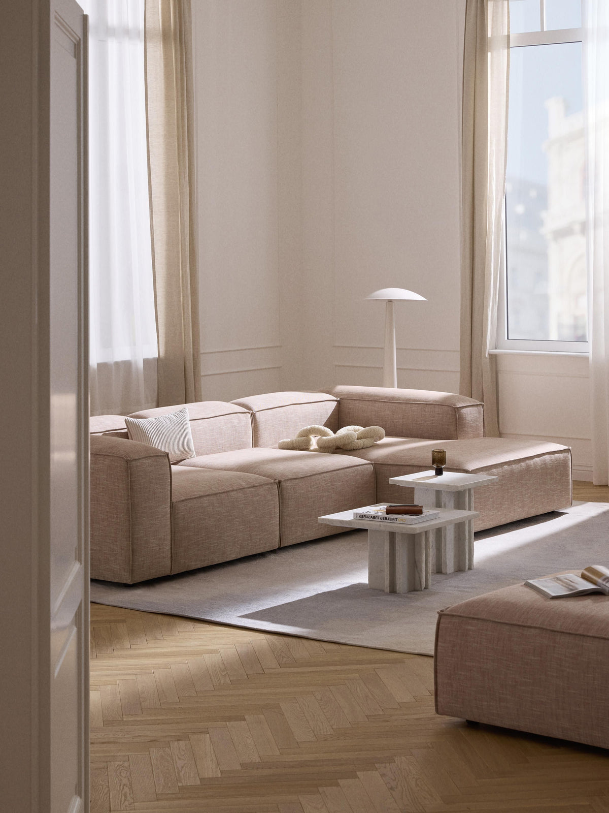 Lenoble Modular Linen Blend Corner Sofa (4-Seater)