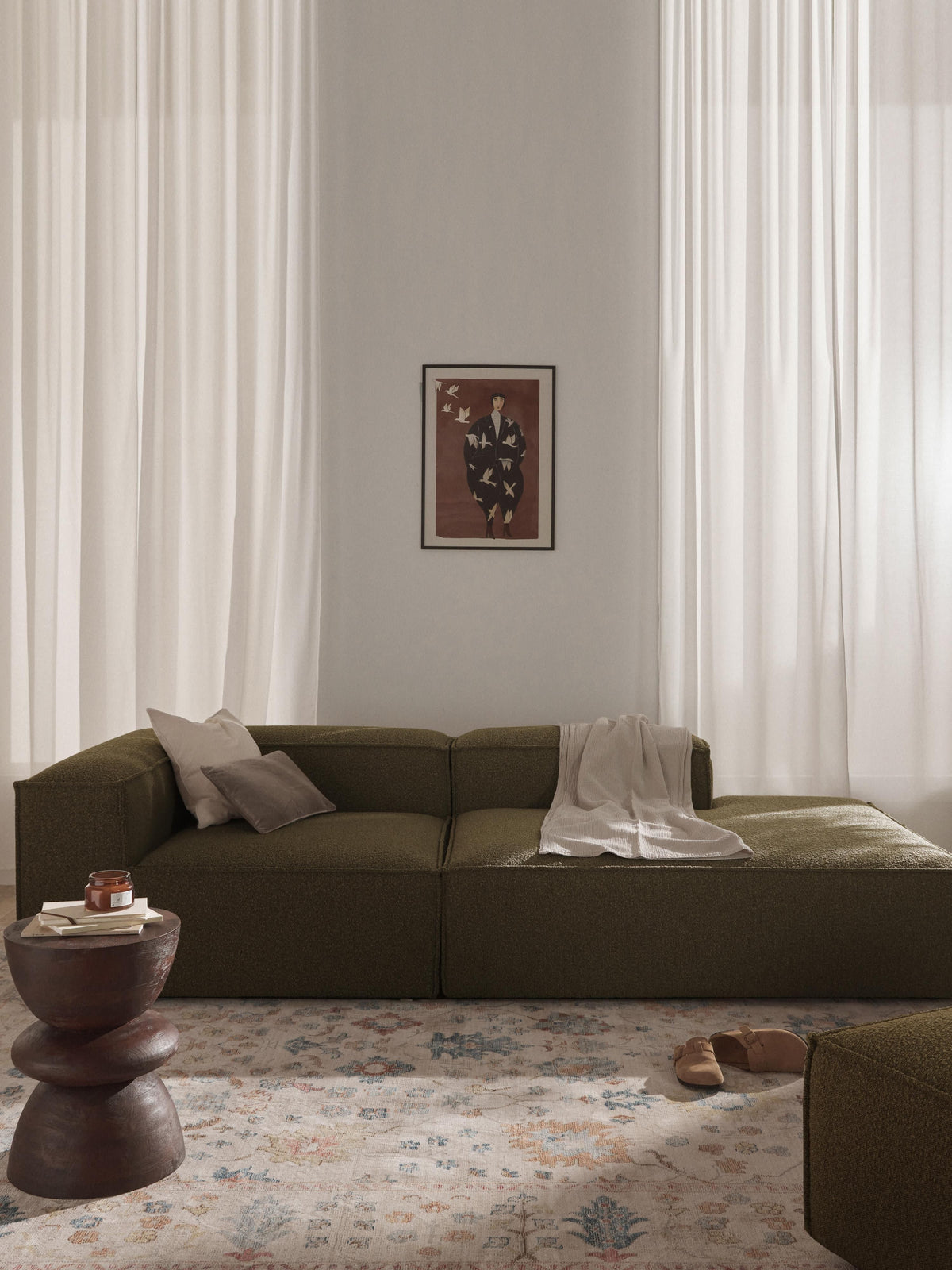 Lenoble Modular Ottoman in Bouclé