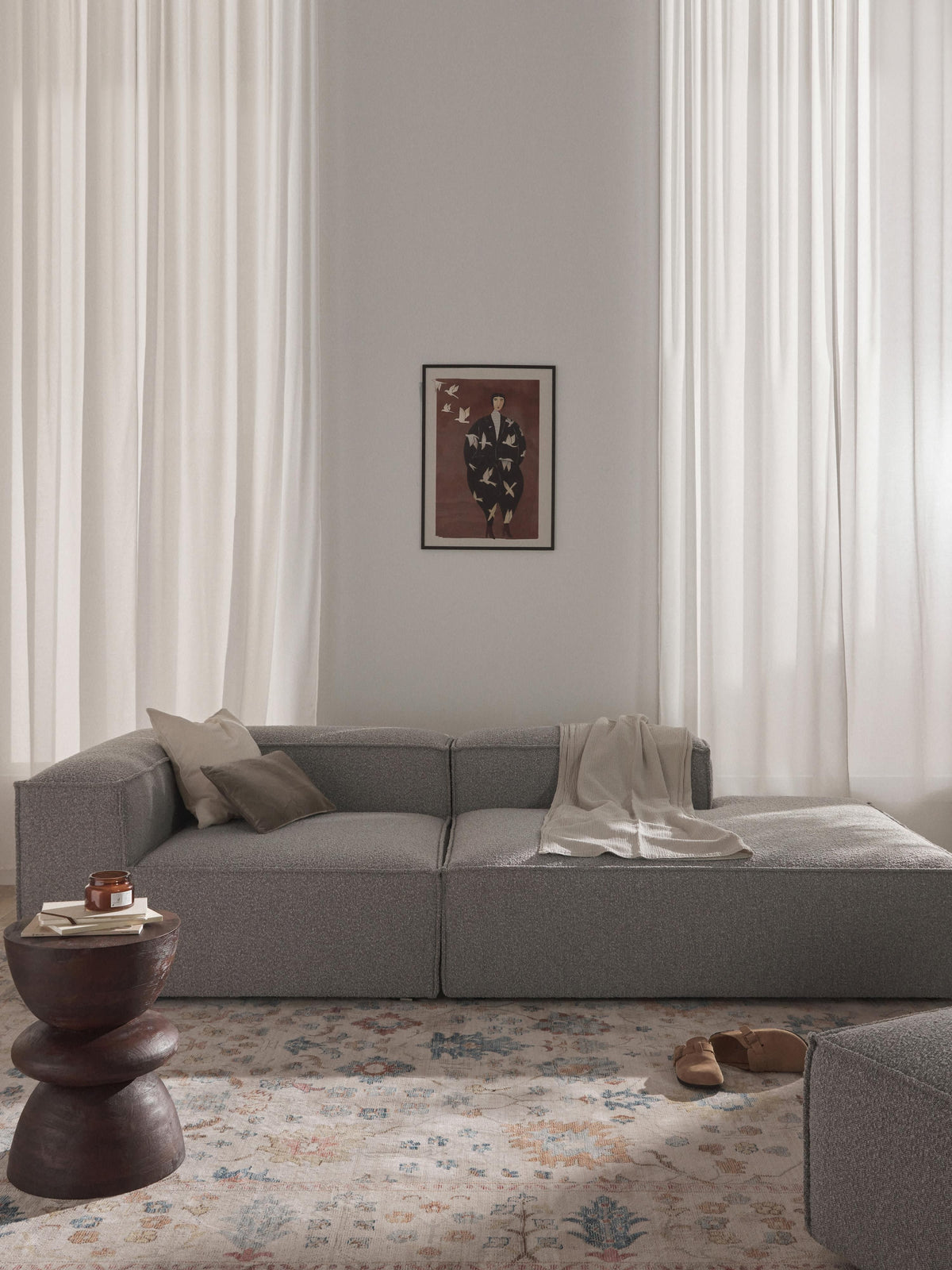 Lenoble Modular Ottoman in Bouclé