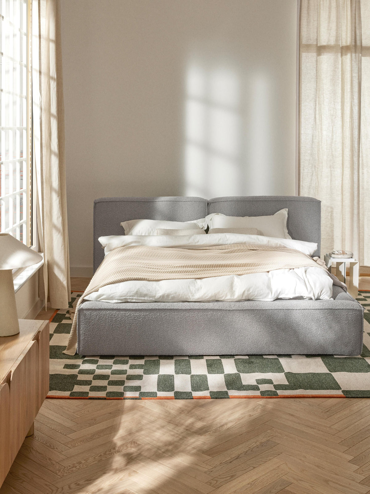 Lenoble Upholstered Bed in Bouclé