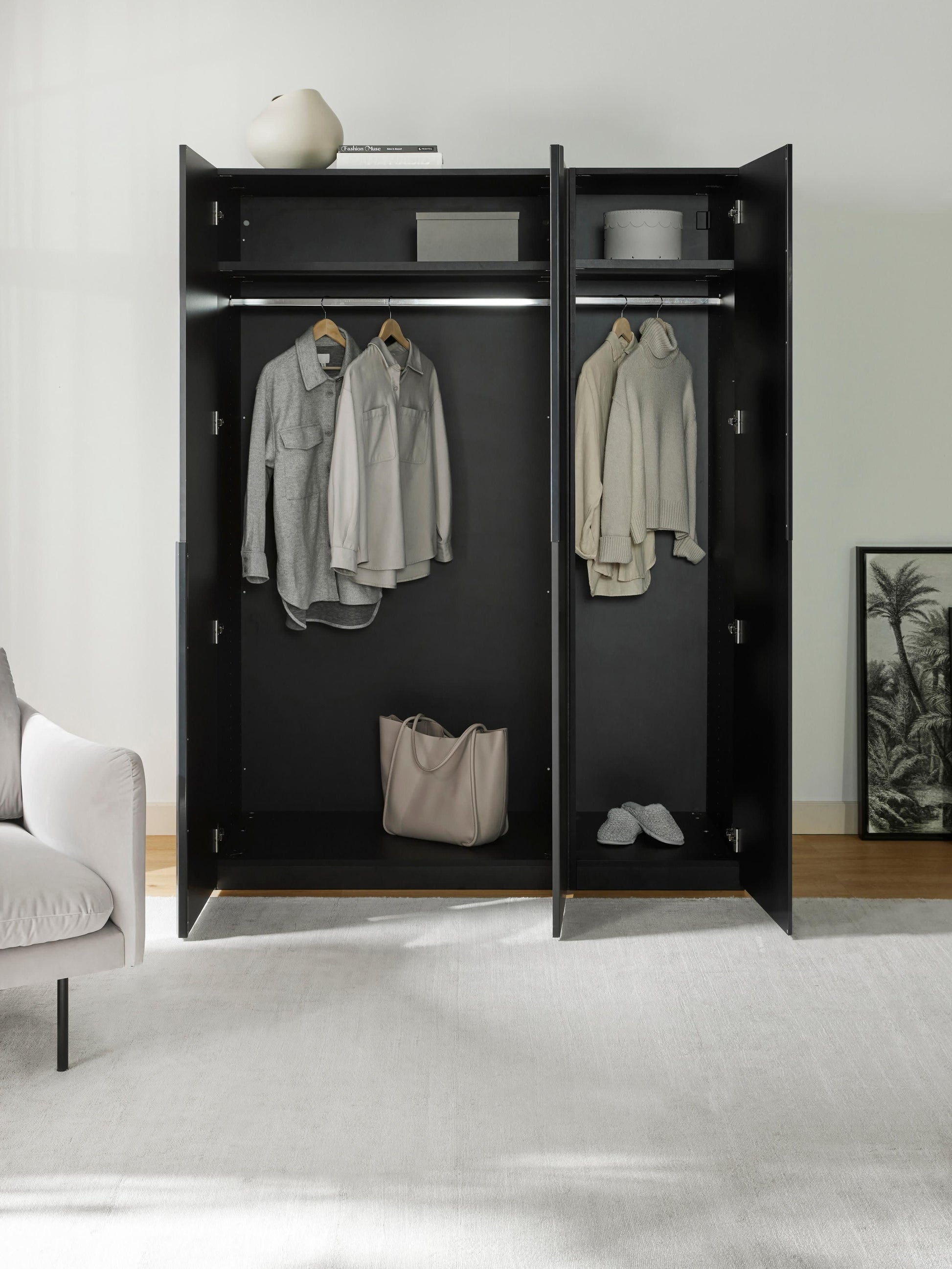 Lenveno Modular Hinged-Door Wardrobe, 150 cm Wide, in Various Sizes