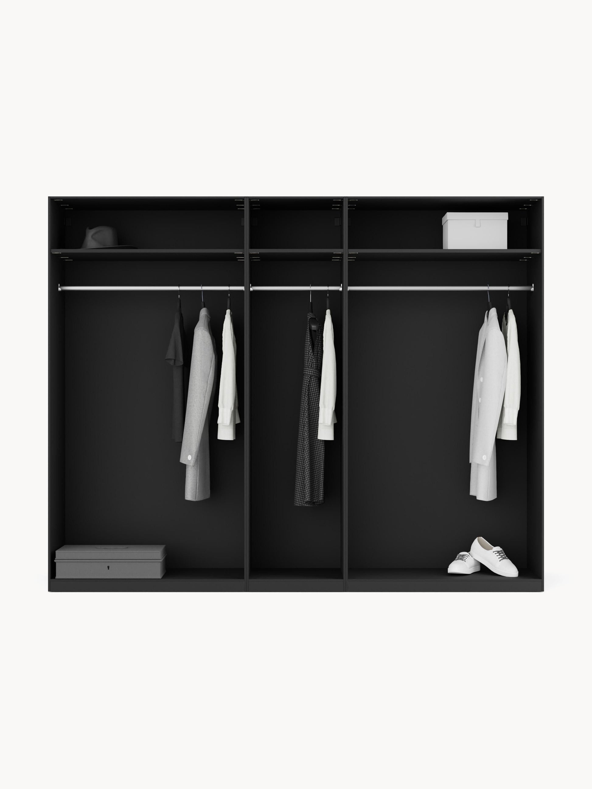 Lenveno Modular Hinged-Door Wardrobe, 250 cm Wide, in Various Sizes