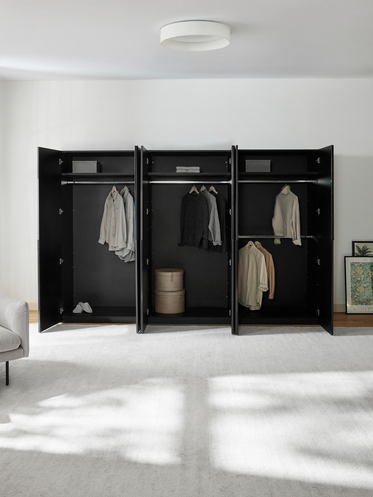 Lenveno Modular Hinged-Door Wardrobe, 300 cm Wide, in Various Sizes