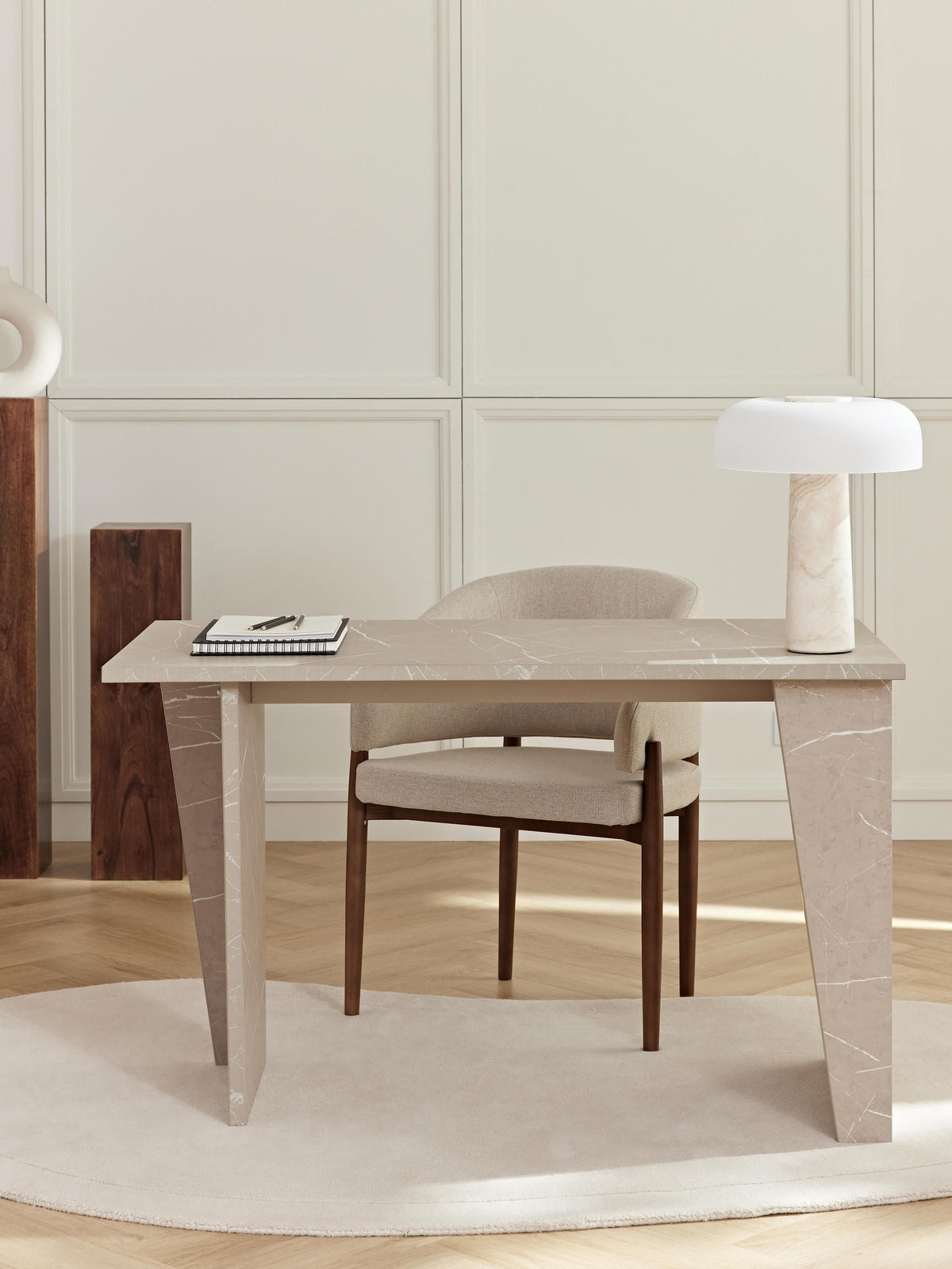 Liaquil Travertine-Look Desk