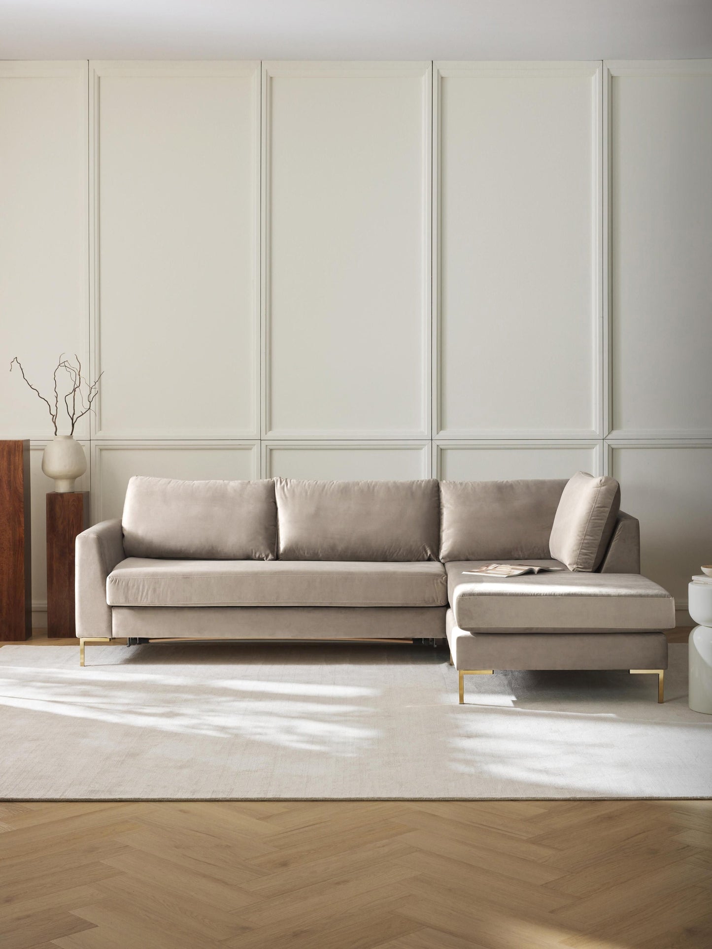 Lunisto Sofa Bed in Velvet with Mattress, 3-Seater