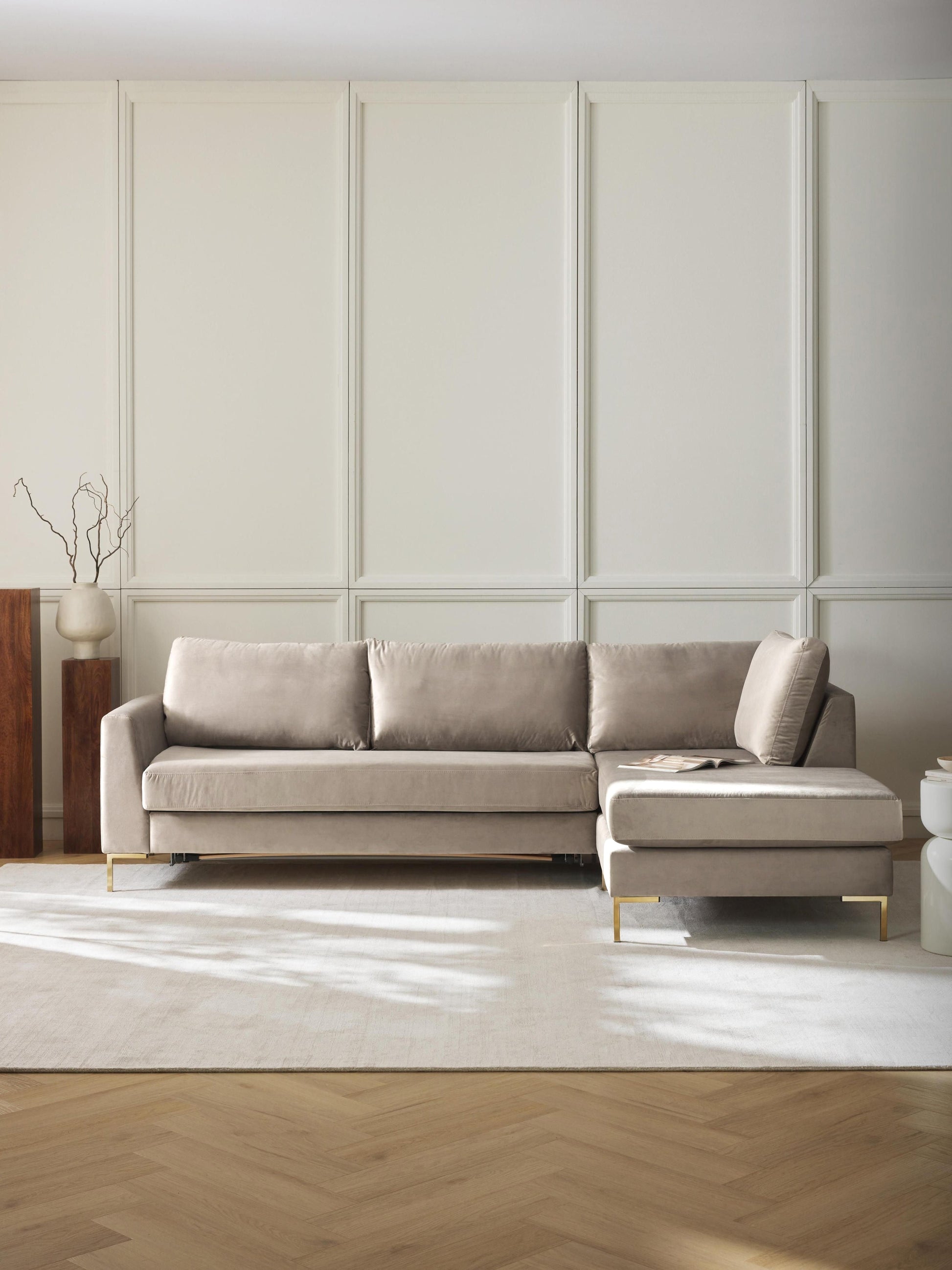 Lunisto Sofa Bed in Velvet with Mattress, 3-Seater