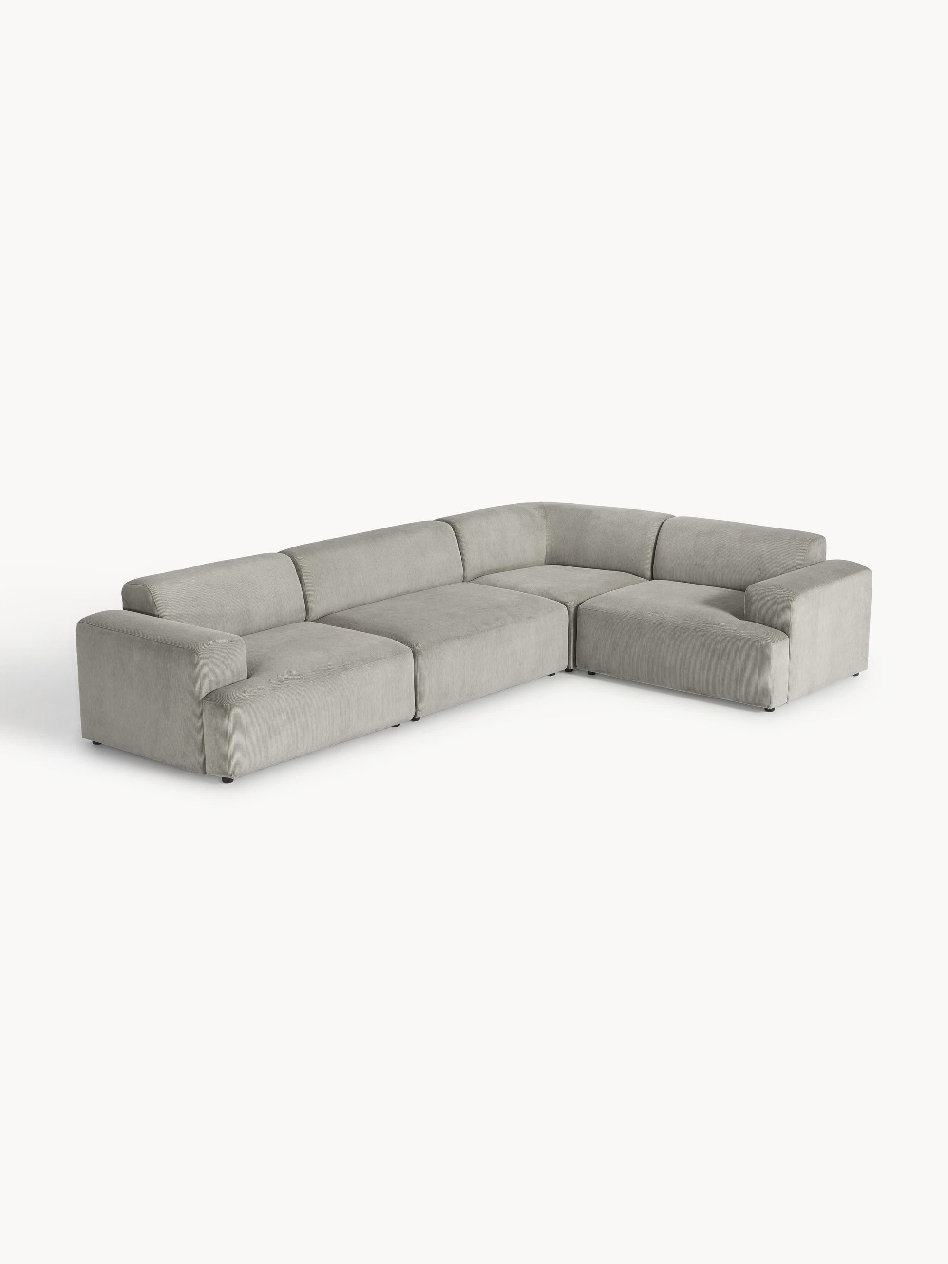 Melvinta Corduroy Corner Sofa, Large (4-Seater)