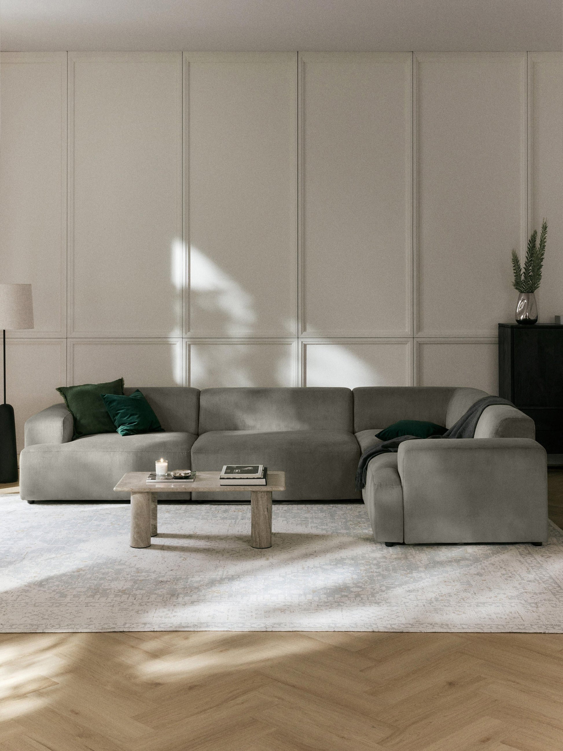 Melvinta Corduroy Corner Sofa, Large (4-Seater)
