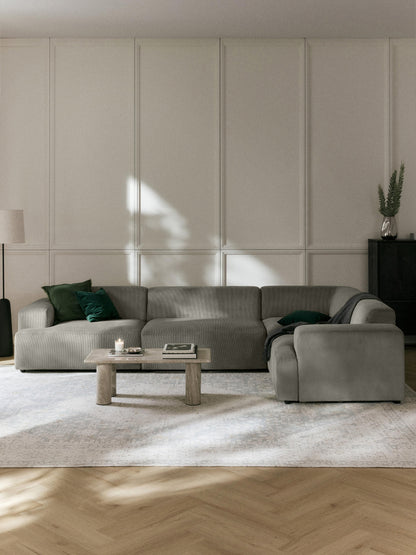 Melvinta Corduroy Corner Sofa, Large (4-Seater)