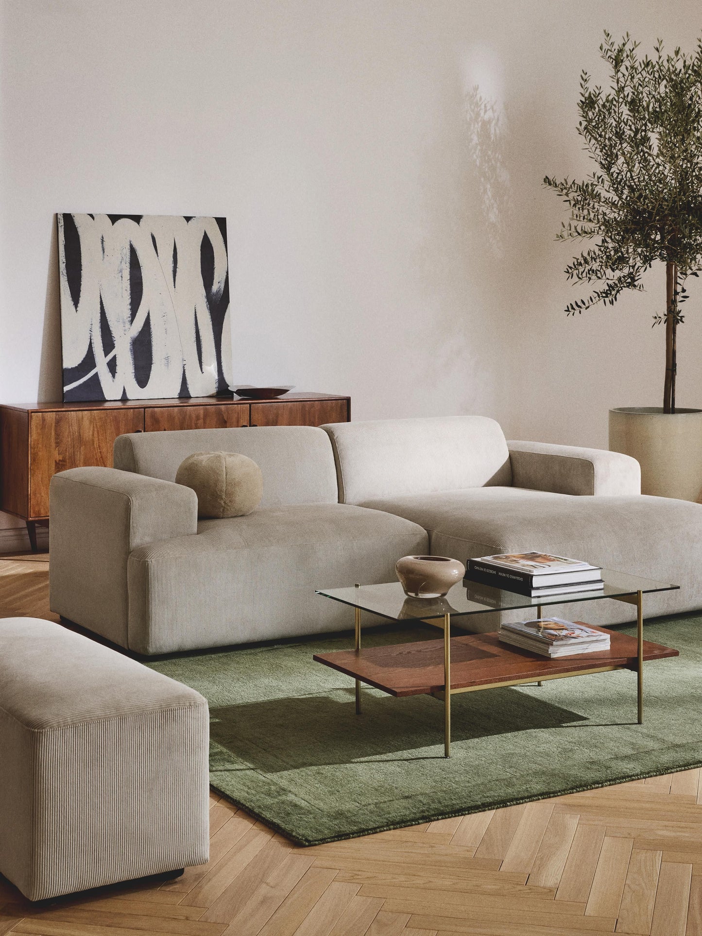 Melvinta Corner Sofa (3-Seater) in Corduroy
