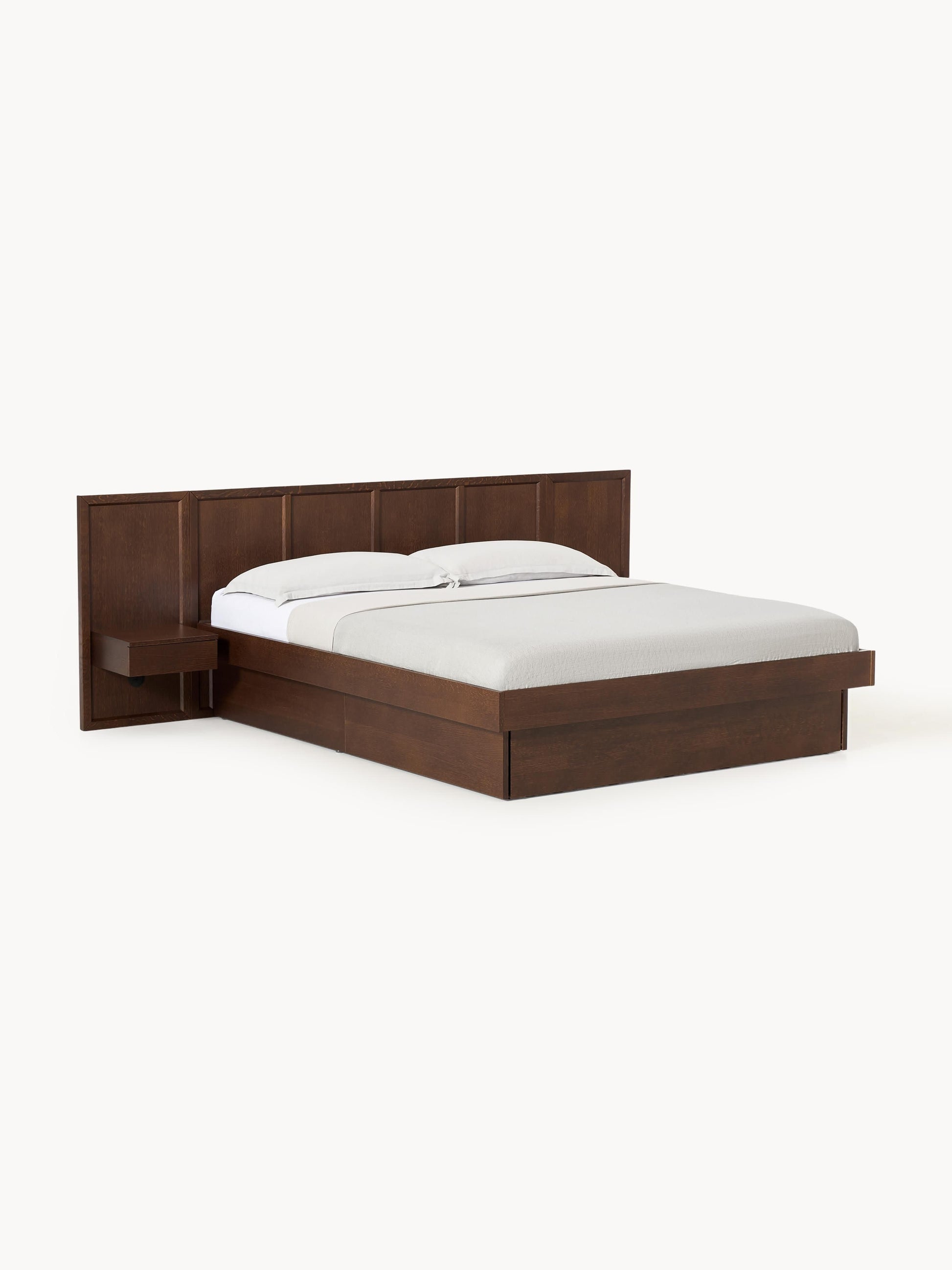 Nanquil Wooden Bed with Headboard and Bedside Tables