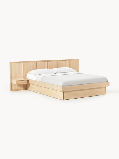 Nanquil Wooden Bed with Headboard and Bedside Tables