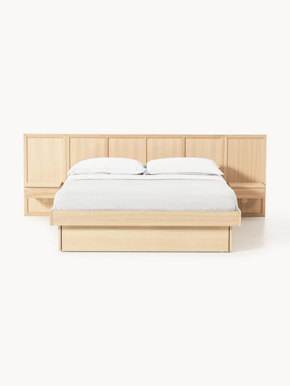 Nanquil Wooden Bed with Headboard and Bedside Tables