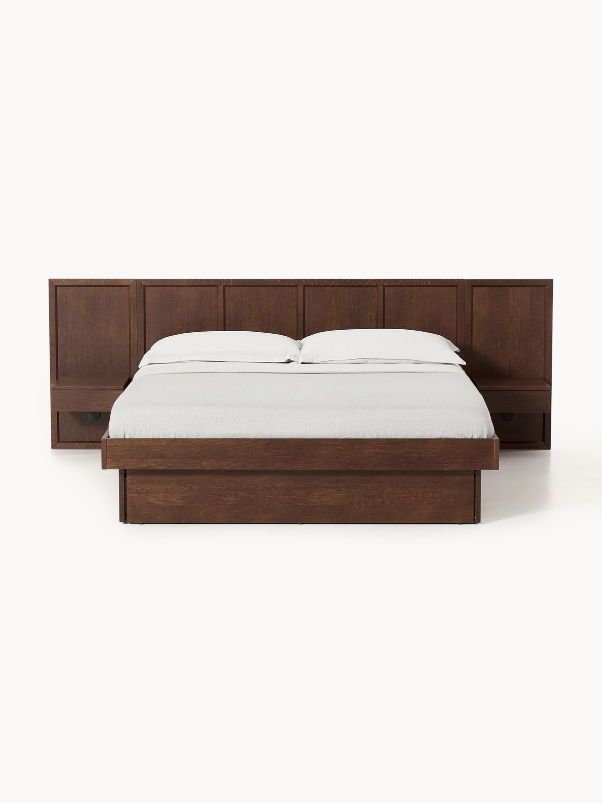 Nanquil Wooden Bed with Headboard and Bedside Tables