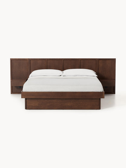 Nanquil Wooden Bed with Headboard and Bedside Tables