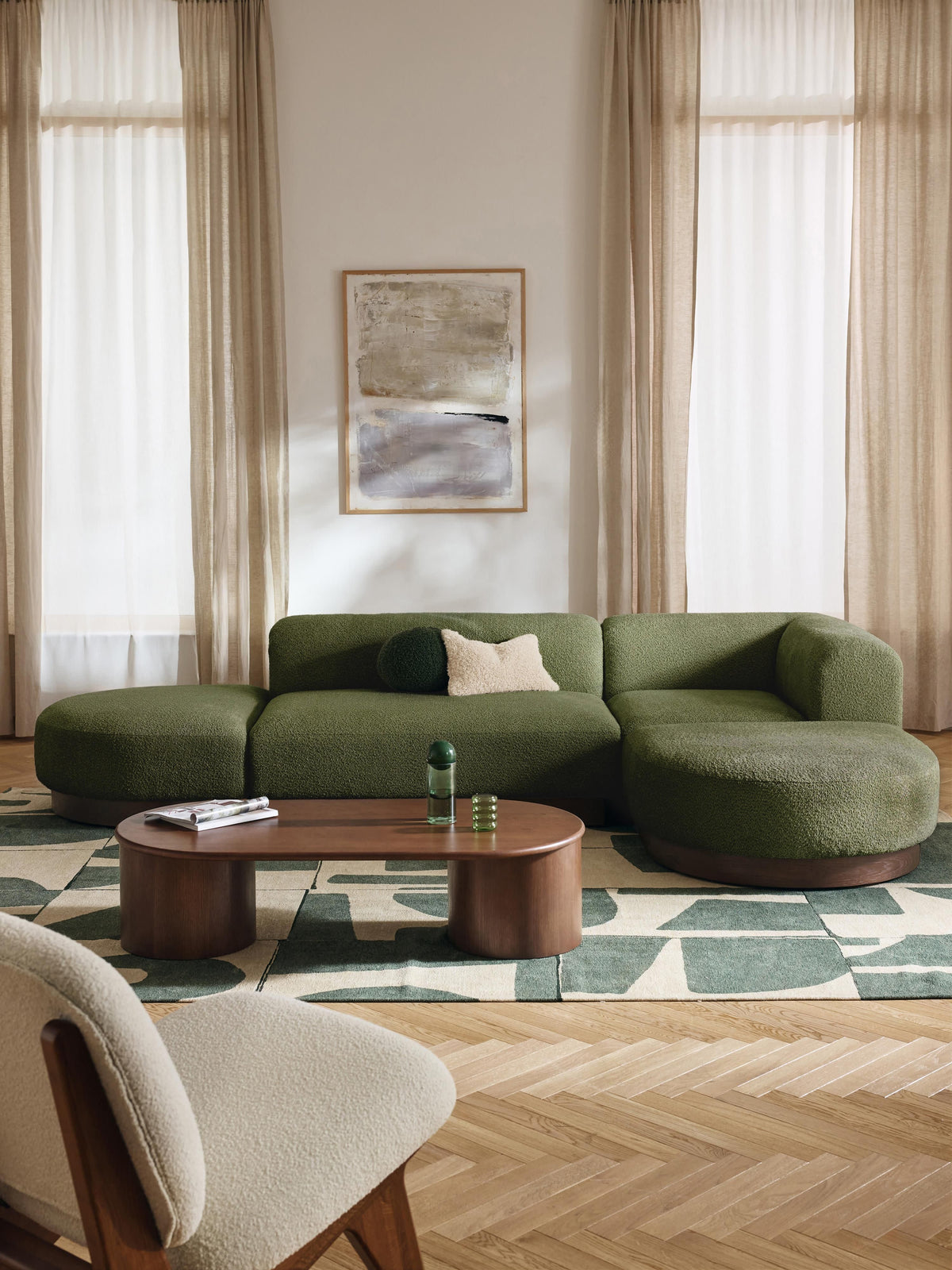 Natvern Modular Teddy Bouclé Corner Sofa