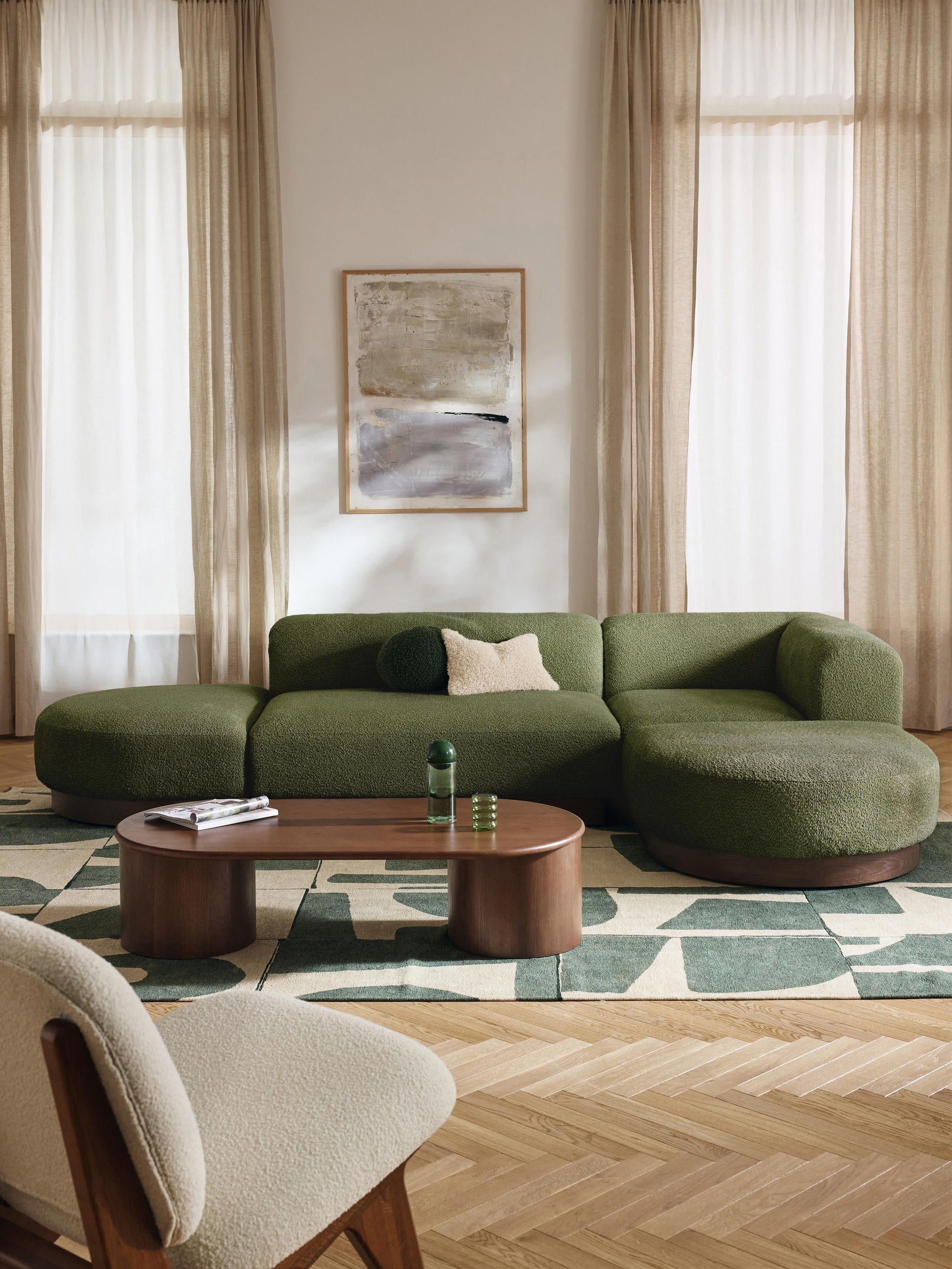 Natvern Modular Teddy Bouclé Corner Sofa