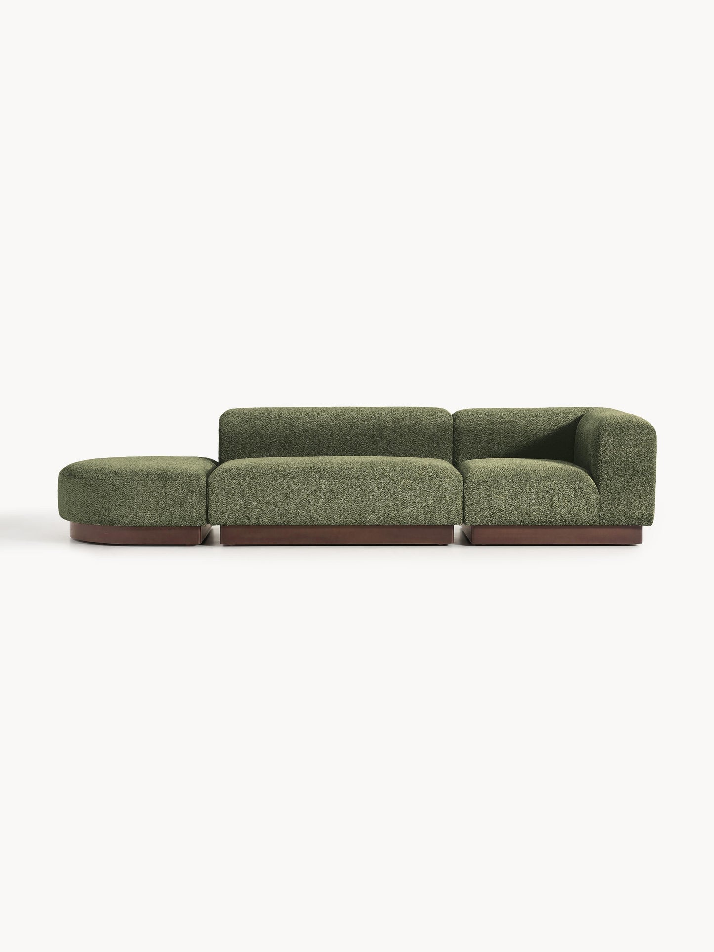 Natvern Modular Teddy Bouclé Ottoman with Stool (Left/Right)